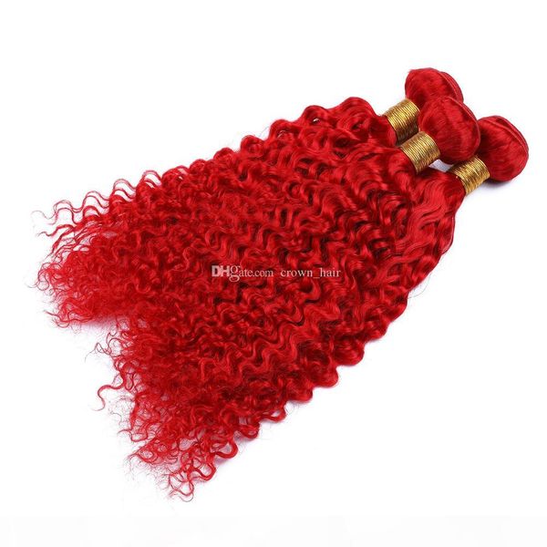 

bright red color virgin bundles deep wave curly hair 3bundles 10-30 inch ruby red deep wave brazilian virgin human hair extensions, Black