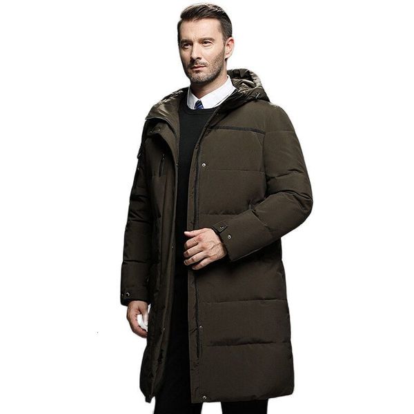 

men's down jacket winter new long thickened casual hooded + solid color zipper door three colors m-5xl, Black