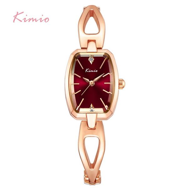 

wristwatches kimio luxury women bracelet watches stainless steel hollow rose gold plated female quartz watch 2021 montre femme with box, Slivery;brown