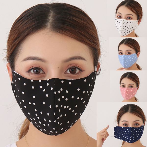 

printed dot washable cotton face mask dustproof hanging ear for men and women