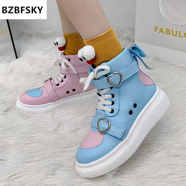 

boots bzbfsky2021ladies ankle women shoes sweet lolita lovely cosplay platform ladies high heels woman plus size 40, Black