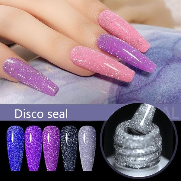 

nail gel 8ml bouncing seal versatile primer flash powder reflective, Red;pink