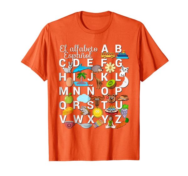 

spanish alphabet letters with pictures tshirt learn fast tee, White;black