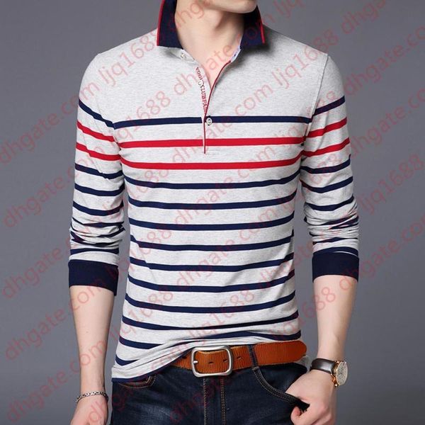 

2020 new fashions brand shirt mens striped slim fit long sleeve mercerized cotton stand color polos casual men's clothing, White;black