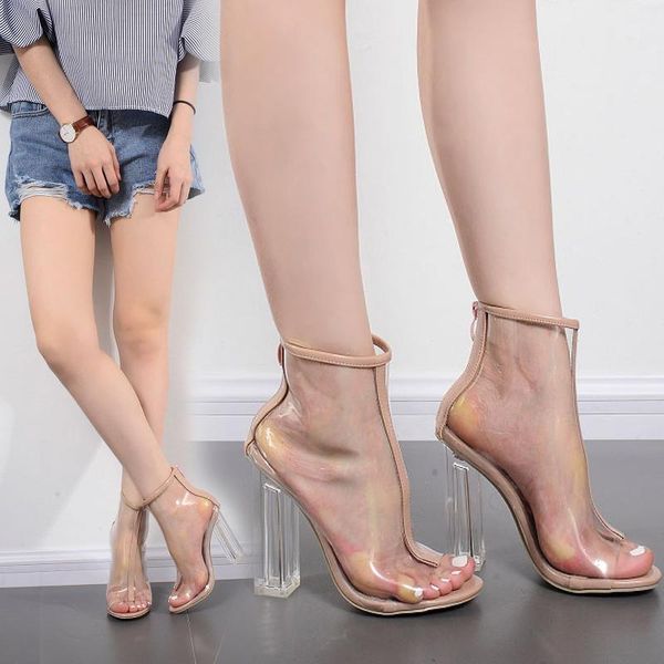 

women high heel open toe crystal beach shoes sandals gladiator knee high zipper women crystal heels sandals, Black