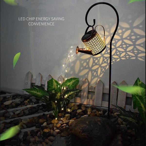 

lawn lamps solar powered shower waterpring can sprinkles star iron fairy light art led string decoration outdoor garden