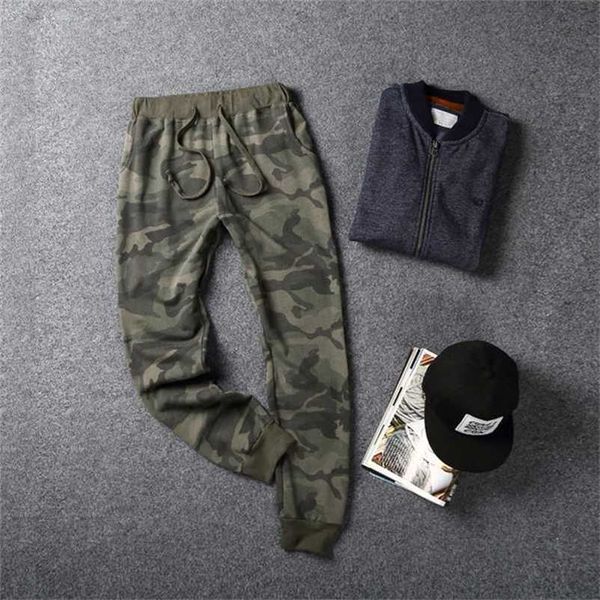 

men's ladies' couple camouflage military cotton pants camp training army green knitted long fit elastic ankle-length trousers 2111, Black
