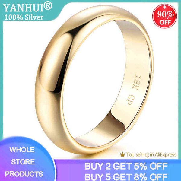 

yanhui simple design couple round rings 18k white/yellow/rose gold fashion wedding bands jewelry for men&women lover, Slivery;golden