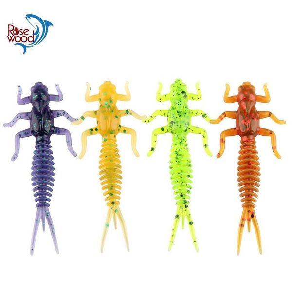 

50pcs/lot soft larva fishing lure 60mm 1.4g dragonfly larva worm freshwater fishing bait lifelike silicone dragonfly fishing tackle 5e qkjgv