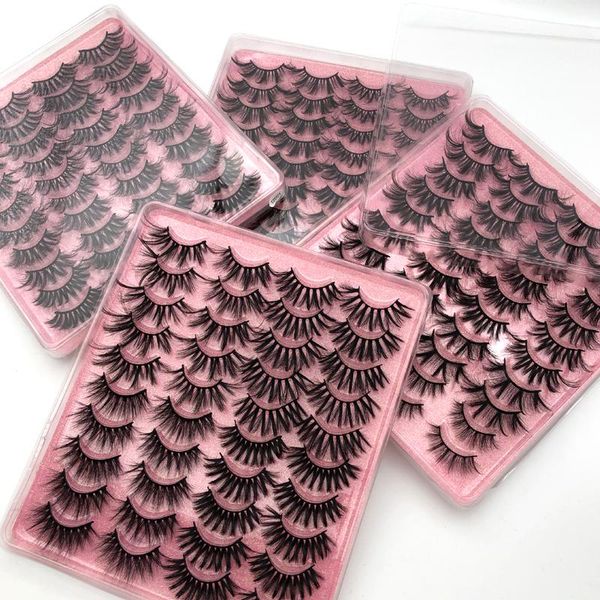

false eyelashes tongwin dramatic fake mink lashes extra long fluffy 25mm 20pairs lash book volume cross reusable makeup silk eyelash