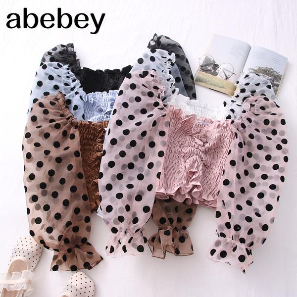 

women's blouses & shirts women elegant dot lace patchwork blouse shirt autumn see-through mesh long sleeve pullover office lady bow-kn, White