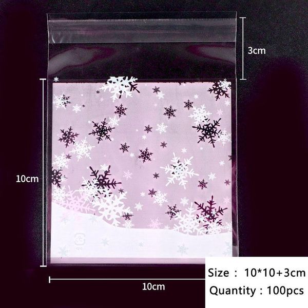 

gift wrap 50pcs/lot christmas theme snowfield pink frosted cellophane candy packaging bag warm snow falling xmas soap cookies goodie bags