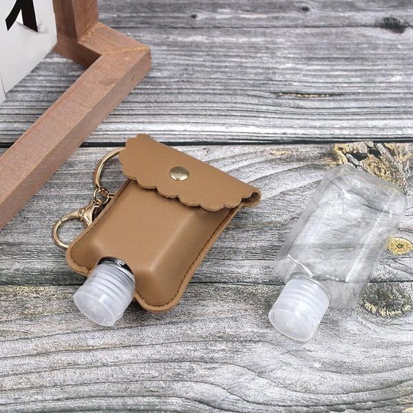 

storage bottles & jars bottle empty leakproof plastic travel for hand sanitizer with leather keychain holder clips 30ml portable squeeze