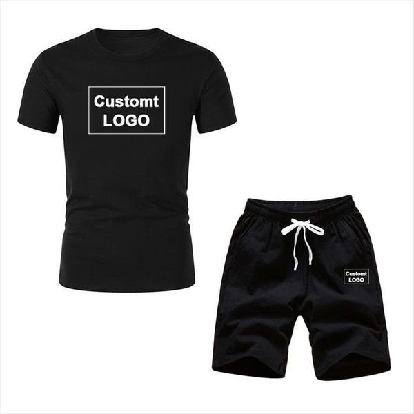 

summer suit casual sports mens tracksuit beach two piece custom fashion t shirt pants, Gray