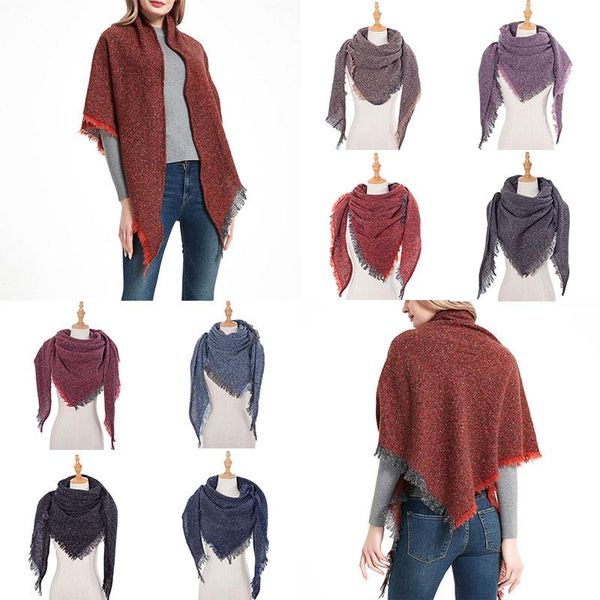 

scarves double size tassel shawl soft thicken triangle scarf solid color foulard blanket bandana neck warm imitation cashmere, Blue;gray