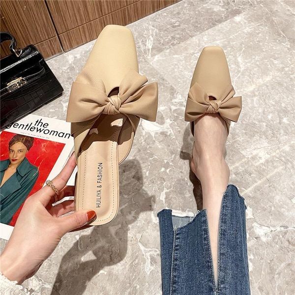 

slippers 2021 style single shoes women temperament french baotou half summer fashion high-heeled sandals, Black