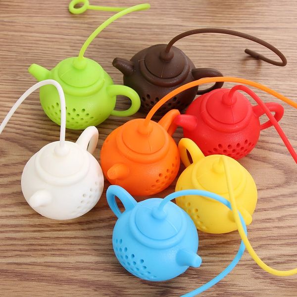 Infusore per tè in silicone Teiera a forma di teiera riutilizzabile Strumenti per colino Bustina di tè Filtro Diffusore Accessori per la cucina di casa 7 colori WQ736-WLL