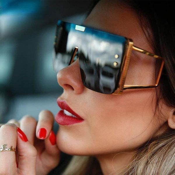 

sunglasses retro men women fashion shades vintage glasses oversized one lens goggle uv400, White;black