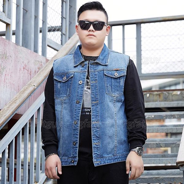 

men's vests oversized size 5xl 6xl 7xl 8xl men fashion multi-pocket sleeveless denim jacket 2021 hip hop casual jeans vest coats, Black;white
