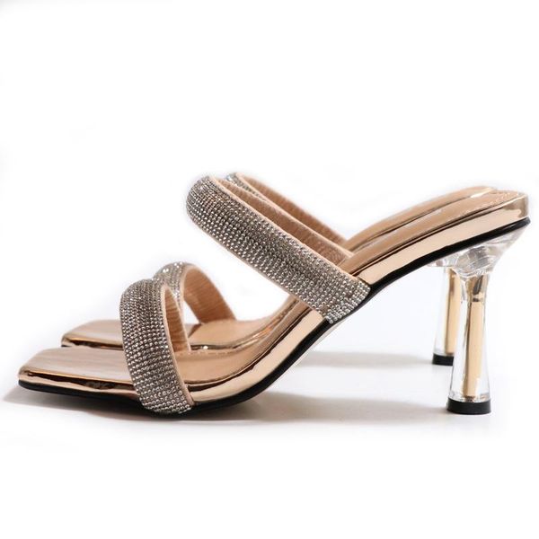 

slippers summer women rhinestone shoes high heels open toe sandals casual comfortable ladies mujer hy206, Black
