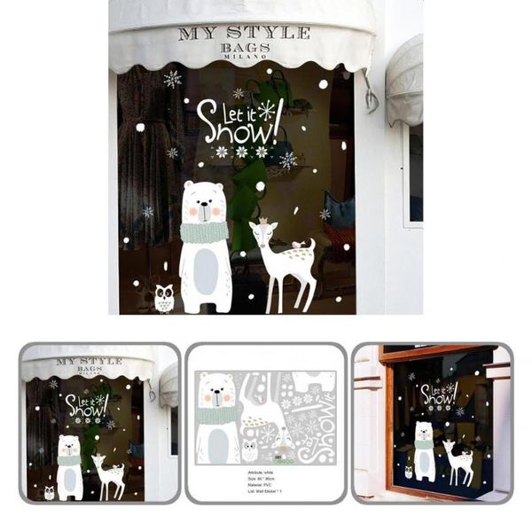 

wall stickers large christmas bear elk window glass art design for kids room home decoration decals shop showcase