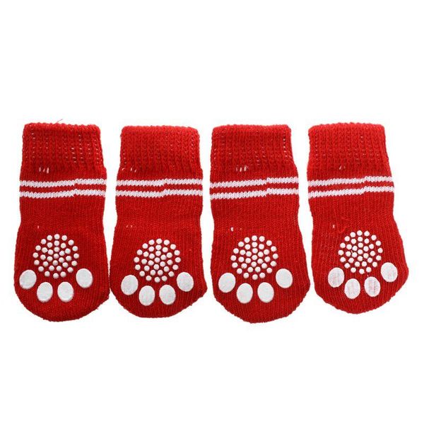 

dog apparel red white nonslip christmas tree print pet knitted socks