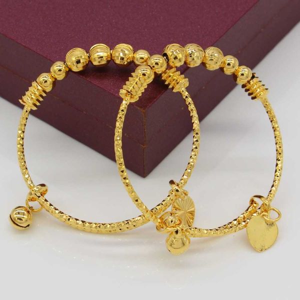 Adixyn Braccialetti a sfera in due pezzi per neonato / bambini Bracciale / braccialetto etiope color oro Gioielli arabi africani alla moda Q0717