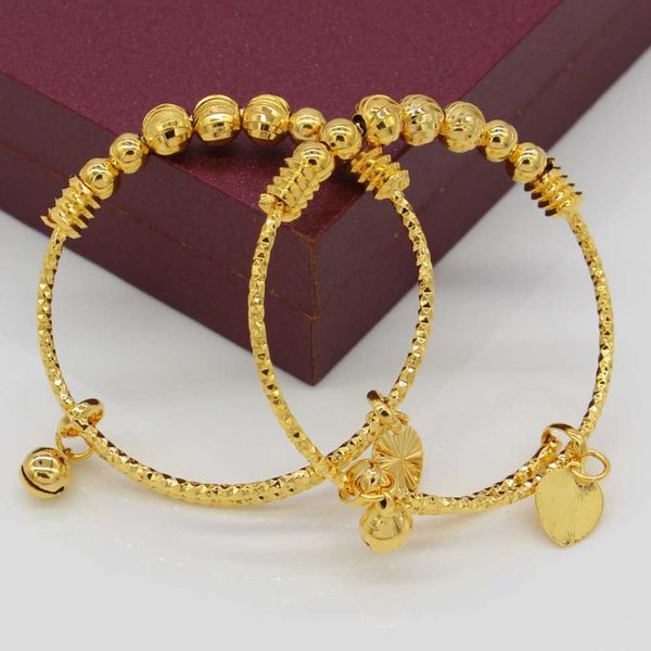 

adixyn two pieces ball bangles for baby/kids gold color ethiopian bracelet/bangle trendy african arab jewelry q0717, Black