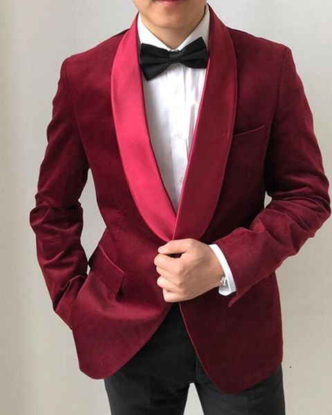 

men's suits & blazers (jacket+pants) red velvet suit for man slim fit wedding blazer plus size tuxudos prom dinner evening party custom, White;black