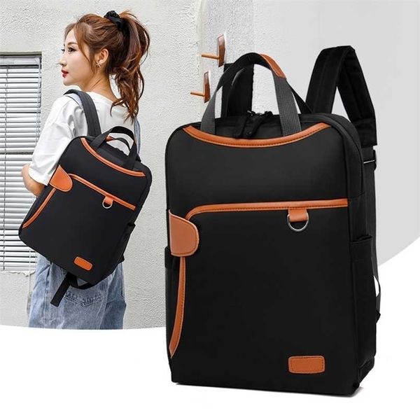 

waterproof women backpack fashion student school oxford backpacks 13.4 inch lapbag casual travel rucksack mochila 211215