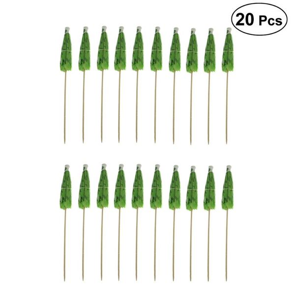 

other festive & party supplies 20pcs coconut tree er stained paper umbrella fruit plate beverage birthday cake decoration (green)