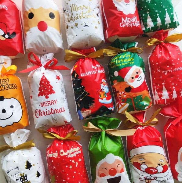 

gift wrap 10pcs noel presents santa bag candy snowflake crisp drawstring merry christmas decorations for home 2021 yea