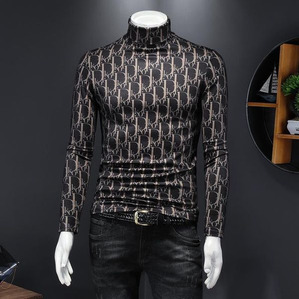 

high collar bottom sweater european station personalized decor men 's autumn and winter tide brand thickened shirt, White;black