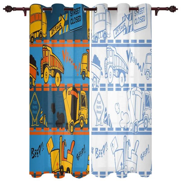 

exquisite home curtains truck sign kids cartoon living room bedroom kitchen translucent polyester decorative curtains