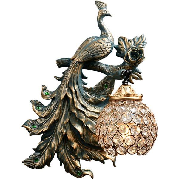 

wall lamps modern decor resin peacock lamp lights artificial relief painting art corridor aisle bedroom bedside sconce