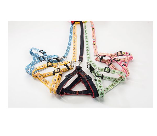 

new pet dog harness cute cartoon no pull adjustable cat dog leash vest running leash strap belt for small and medium dogs