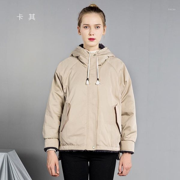 

women's down & parkas parka reversible soft nap fur short large size coat overcoat woolen jacket, Black