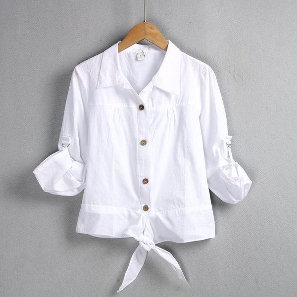 

women's blouses & shirts 2021 women summer female long sleeve office lady turn down solid white shirt n3