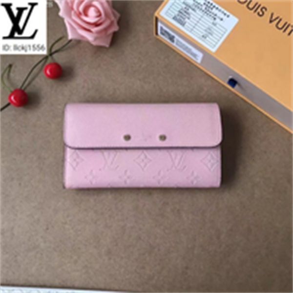 

clutches brand designer chain luxury 5v11 purse m61831 pink wallets women's embossed long long wallet compact men real evening leather, Red;black