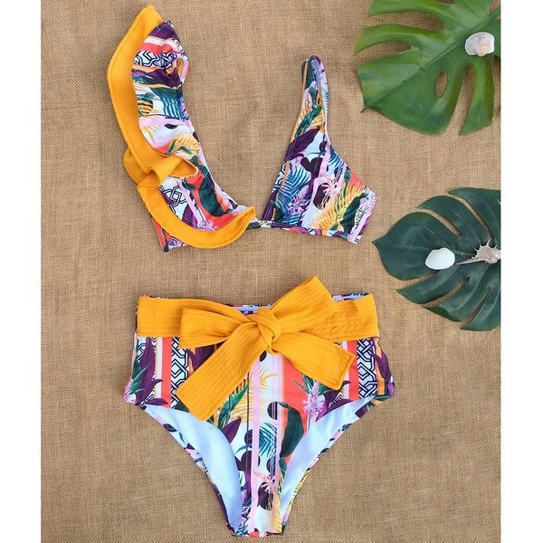 

long sleeve bikini women 2021 big size set took turns print line sling swimsuit new polyester summer ladies swimwear swim nplb, Blue