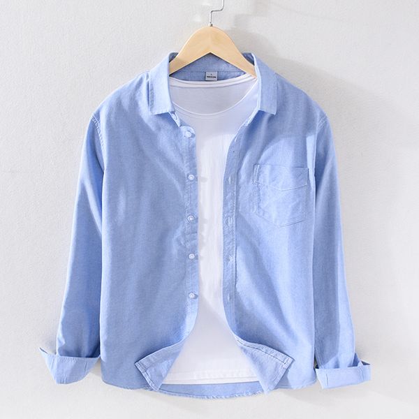 

2021 new style spring and summer long sleeve casual oxford cotton shirts for men fashion comfortable shirt mens chemise wdx2, White