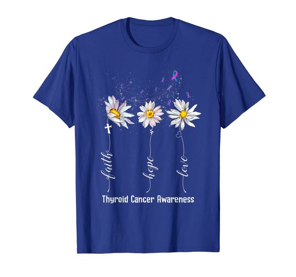 

faith hope love thyroid cancer awareness shirt flower gifts t-shirt, White;black