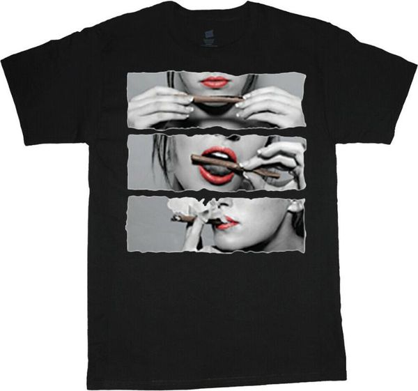 

men's t-shirts 2021 summer men t-shirt red lips smoking print pattern street hip-hop short-sleeved cotton o-neck high-quality oversized, White;black