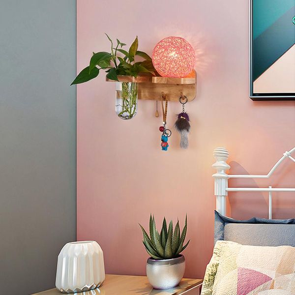 

wall lamps led lamp creative green plant pot light wooden e27 home decor for bedroom dining room balcony indoor lighting
