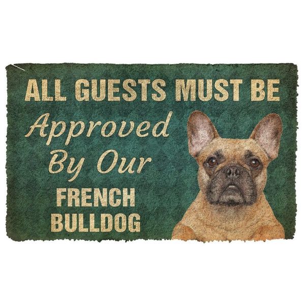 

cloocl animals pets carpets 3d all cuests must be approved by our french bulldog doormat decor print carpet soft flannel non-slip doormat