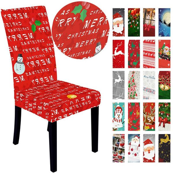 

christmas decoration spandex chair cover dining room stretch covers wedding slipcover printed pattern el