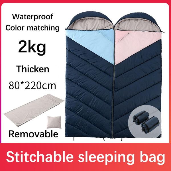 

2021 new outdoor camping cold warm sleeping bag can be stitched matching sleep bag fashion waterproof wear-resistant