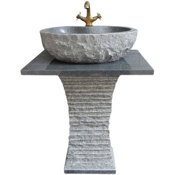 

bath accessory set column wash basin integrated courtyard retro pedestal stone floor-standing washbasin balcony outdoor pool