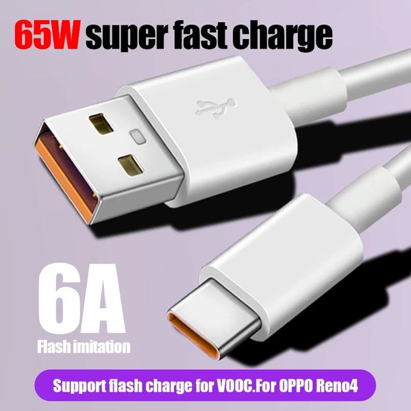 Schnelllade-USB-C-Kabel, 1 m, 3 Fuß, 6 A, Typ-C-USB-Kabel für Samsung S8 S9 S10 S20 S22 S23 Hinweis 20 HTC Xiaomi Android-Handy