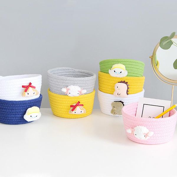 

storage baskets deskorganizer basket cartoon hand woven makeup kids toys box bathroom accessories laundry